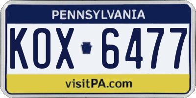 PA license plate KOX6477