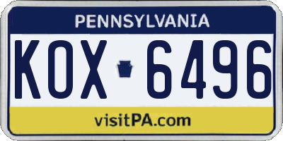 PA license plate KOX6496