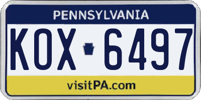 PA license plate KOX6497