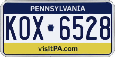 PA license plate KOX6528