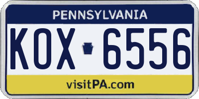 PA license plate KOX6556