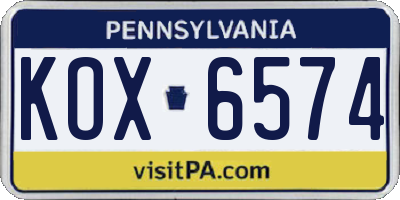 PA license plate KOX6574