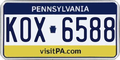 PA license plate KOX6588