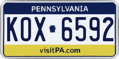 PA license plate KOX6592