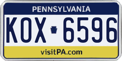 PA license plate KOX6596