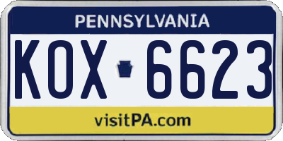 PA license plate KOX6623
