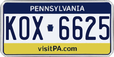 PA license plate KOX6625