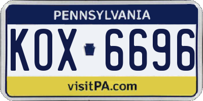 PA license plate KOX6696