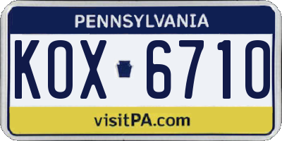 PA license plate KOX6710