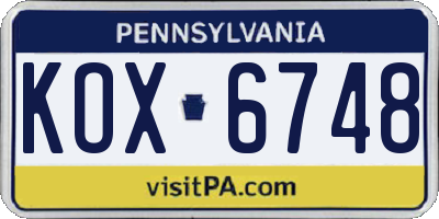 PA license plate KOX6748