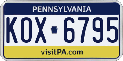 PA license plate KOX6795