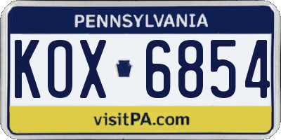 PA license plate KOX6854