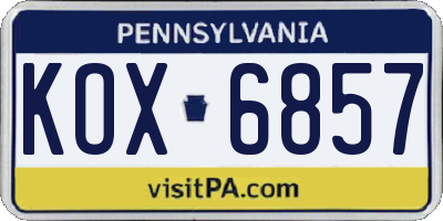 PA license plate KOX6857