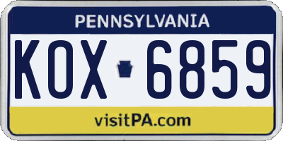 PA license plate KOX6859