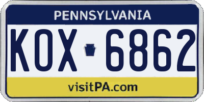 PA license plate KOX6862