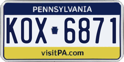 PA license plate KOX6871