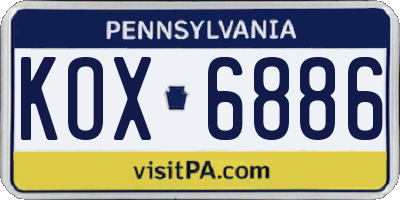 PA license plate KOX6886