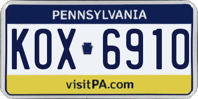 PA license plate KOX6910