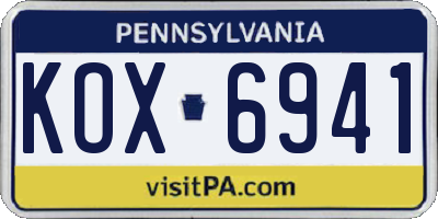 PA license plate KOX6941