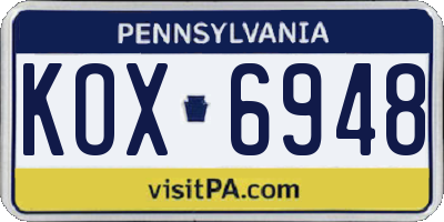 PA license plate KOX6948