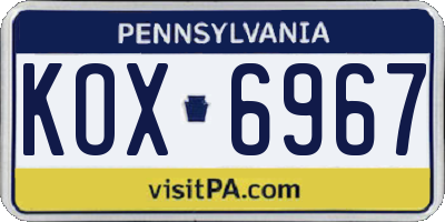 PA license plate KOX6967