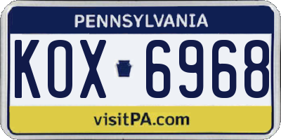 PA license plate KOX6968