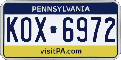 PA license plate KOX6972