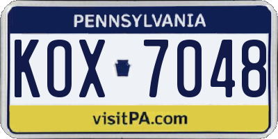PA license plate KOX7048