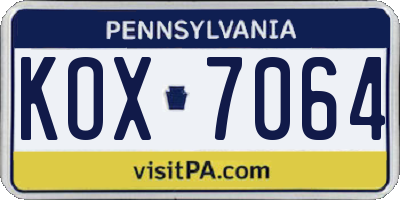 PA license plate KOX7064