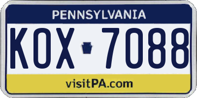 PA license plate KOX7088