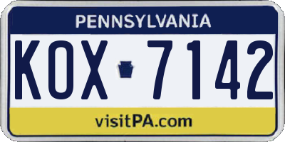 PA license plate KOX7142