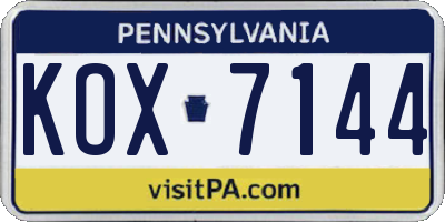 PA license plate KOX7144