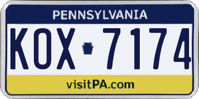 PA license plate KOX7174