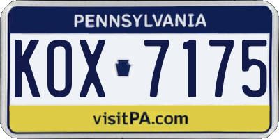 PA license plate KOX7175