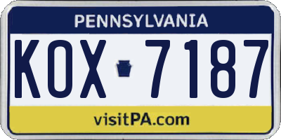 PA license plate KOX7187