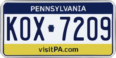 PA license plate KOX7209