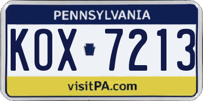 PA license plate KOX7213
