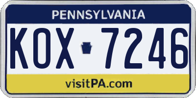 PA license plate KOX7246
