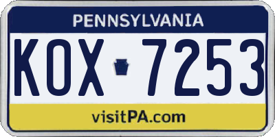 PA license plate KOX7253