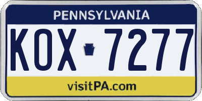 PA license plate KOX7277