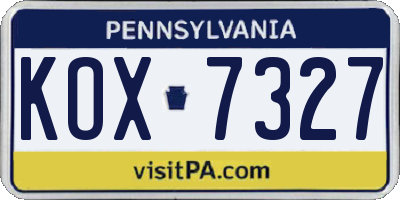 PA license plate KOX7327