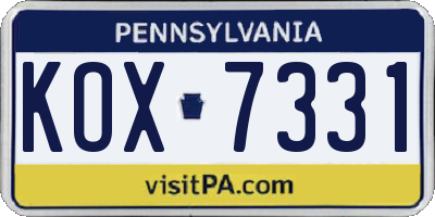 PA license plate KOX7331