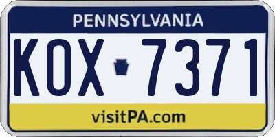PA license plate KOX7371