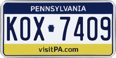 PA license plate KOX7409