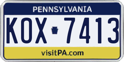 PA license plate KOX7413