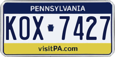 PA license plate KOX7427