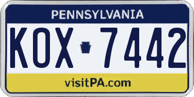 PA license plate KOX7442