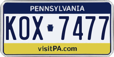 PA license plate KOX7477
