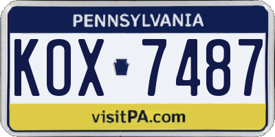 PA license plate KOX7487