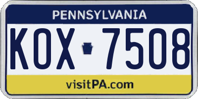 PA license plate KOX7508